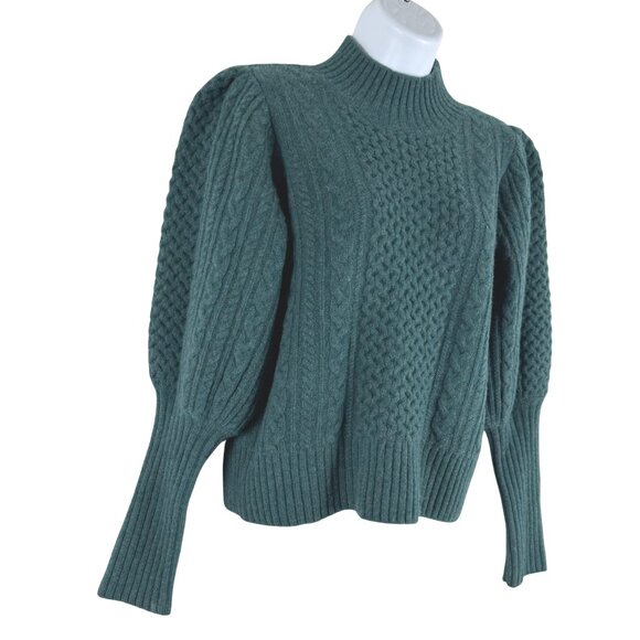 Sea New York Juliette Cable Knit Sweater XS Forest Green Wool NWT FS-1447 - Picture 3 of 10